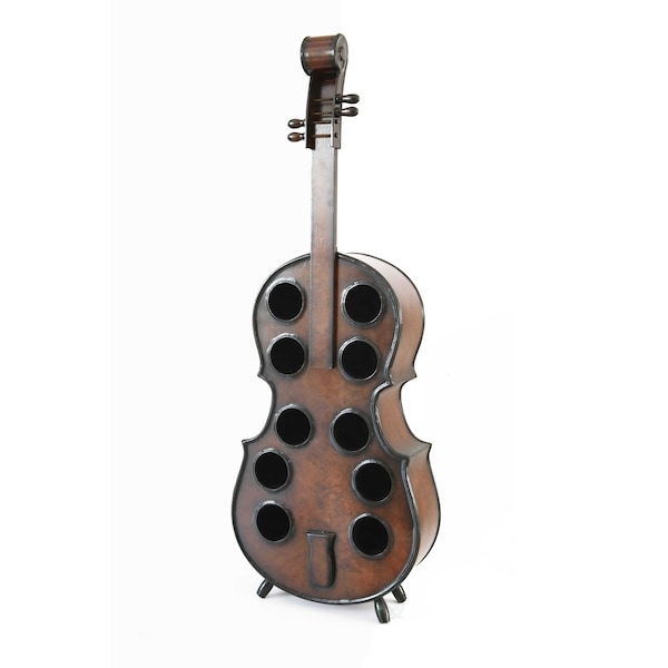 Vintiquewise Decorative 10 Bottle Wooden Cello Shaped Wine Rack 53 Inch Floor Violin QI003607L - main